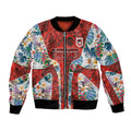 St George Illawarra Dragons Bomber Jacket Tropical Hibiscus Floral Pattern With Red And White Accents