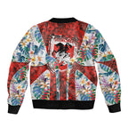 St George Illawarra Dragons Bomber Jacket Tropical Hibiscus Floral Pattern With Red And White Accents