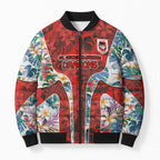 St George Illawarra Dragons Bomber Puffer Jacket Tropical Hibiscus Floral Pattern With Red And White Accents