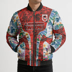 St George Illawarra Dragons Bomber Puffer Jacket Tropical Hibiscus Floral Pattern With Red And White Accents