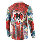 St George Illawarra Dragons Button Sweatshirt Tropical Hibiscus Floral Pattern With Red And White Accents