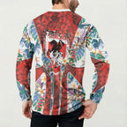 St George Illawarra Dragons Button Sweatshirt Tropical Hibiscus Floral Pattern With Red And White Accents