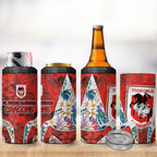 St George Illawarra Dragons 4 in 1 Can Cooler Tumbler Tropical Hibiscus Floral Pattern With Red And White Accents