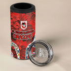 St George Illawarra Dragons 4 in 1 Can Cooler Tumbler Tropical Hibiscus Floral Pattern With Red And White Accents