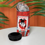St George Illawarra Dragons 4 in 1 Can Cooler Tumbler Tropical Hibiscus Floral Pattern With Red And White Accents
