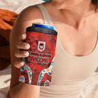 St George Illawarra Dragons 4 in 1 Can Cooler Tumbler Tropical Hibiscus Floral Pattern With Red And White Accents