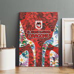 St George Illawarra Dragons Canvas Wall Art Tropical Hibiscus Floral Pattern With Red And White Accents