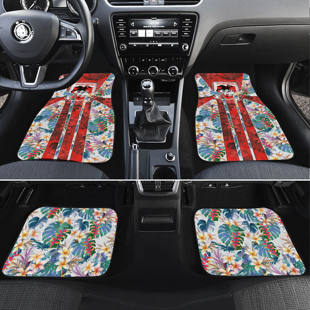 St George Illawarra Dragons Car Mats Tropical Hibiscus Floral Pattern With Red And White Accents