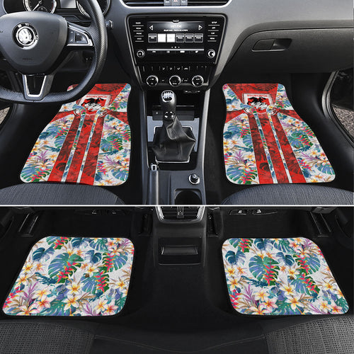 St George Illawarra Dragons Car Mats Tropical Hibiscus Floral Pattern With Red And White Accents