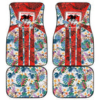 St George Illawarra Dragons Car Mats Tropical Hibiscus Floral Pattern With Red And White Accents