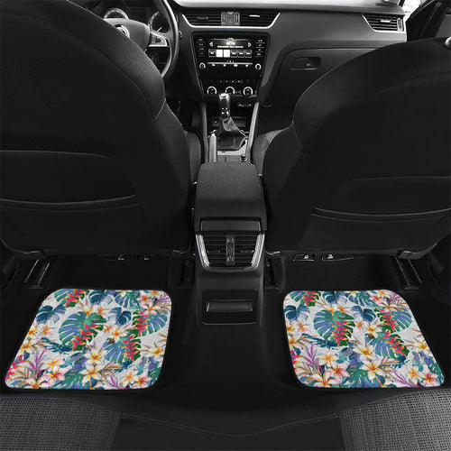 St George Illawarra Dragons Car Mats Tropical Hibiscus Floral Pattern With Red And White Accents