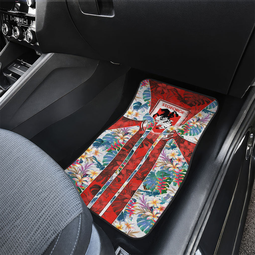 St George Illawarra Dragons Car Mats Tropical Hibiscus Floral Pattern With Red And White Accents