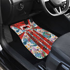 St George Illawarra Dragons Car Mats Tropical Hibiscus Floral Pattern With Red And White Accents