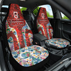 St George Illawarra Dragons Car Seat Cover Tropical Hibiscus Floral Pattern With Red And White Accents