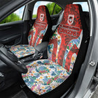 St George Illawarra Dragons Car Seat Cover Tropical Hibiscus Floral Pattern With Red And White Accents