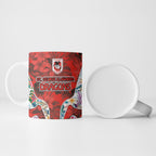 St George Illawarra Dragons Ceramic Mug Tropical Hibiscus Floral Pattern With Red And White Accents
