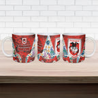 St George Illawarra Dragons Ceramic Mug Tropical Hibiscus Floral Pattern With Red And White Accents