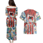St George Illawarra Dragons Couples Matching Puletasi and Hawaiian Shirt Tropical Hibiscus Floral Pattern With Red And White Accents