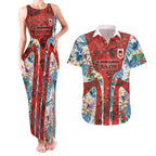 St George Illawarra Dragons Couples Matching Tank Maxi Dress and Hawaiian Shirt Tropical Hibiscus Floral Pattern With Red And White Accents