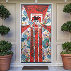 St George Illawarra Dragons Door Cover Tropical Hibiscus Floral Pattern With Red And White Accents