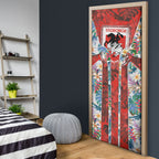 St George Illawarra Dragons Door Cover Tropical Hibiscus Floral Pattern With Red And White Accents