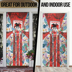 St George Illawarra Dragons Door Cover Tropical Hibiscus Floral Pattern With Red And White Accents