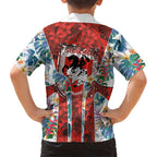 St George Illawarra Dragons Family Matching Long Sleeve Bodycon Dress and Hawaiian Shirt Tropical Hibiscus Floral Pattern With Red And White Accents