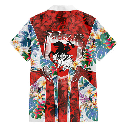 St George Illawarra Dragons Family Matching Mermaid Dress and Hawaiian Shirt Tropical Hibiscus Floral Pattern With Red And White Accents