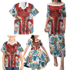 St George Illawarra Dragons Family Matching Puletasi and Hawaiian Shirt Tropical Hibiscus Floral Pattern With Red And White Accents