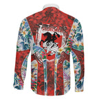 St George Illawarra Dragons Family Matching Puletasi and Hawaiian Shirt Tropical Hibiscus Floral Pattern With Red And White Accents