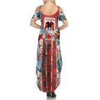 St George Illawarra Dragons Family Matching Summer Maxi Dress and Hawaiian Shirt Tropical Hibiscus Floral Pattern With Red And White Accents