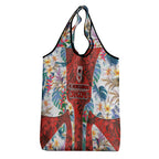 St George Illawarra Dragons Grocery Bag Tropical Hibiscus Floral Pattern With Red And White Accents