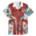 St George Illawarra Dragons Hawaiian Shirt Tropical Hibiscus Floral Pattern With Red And White Accents