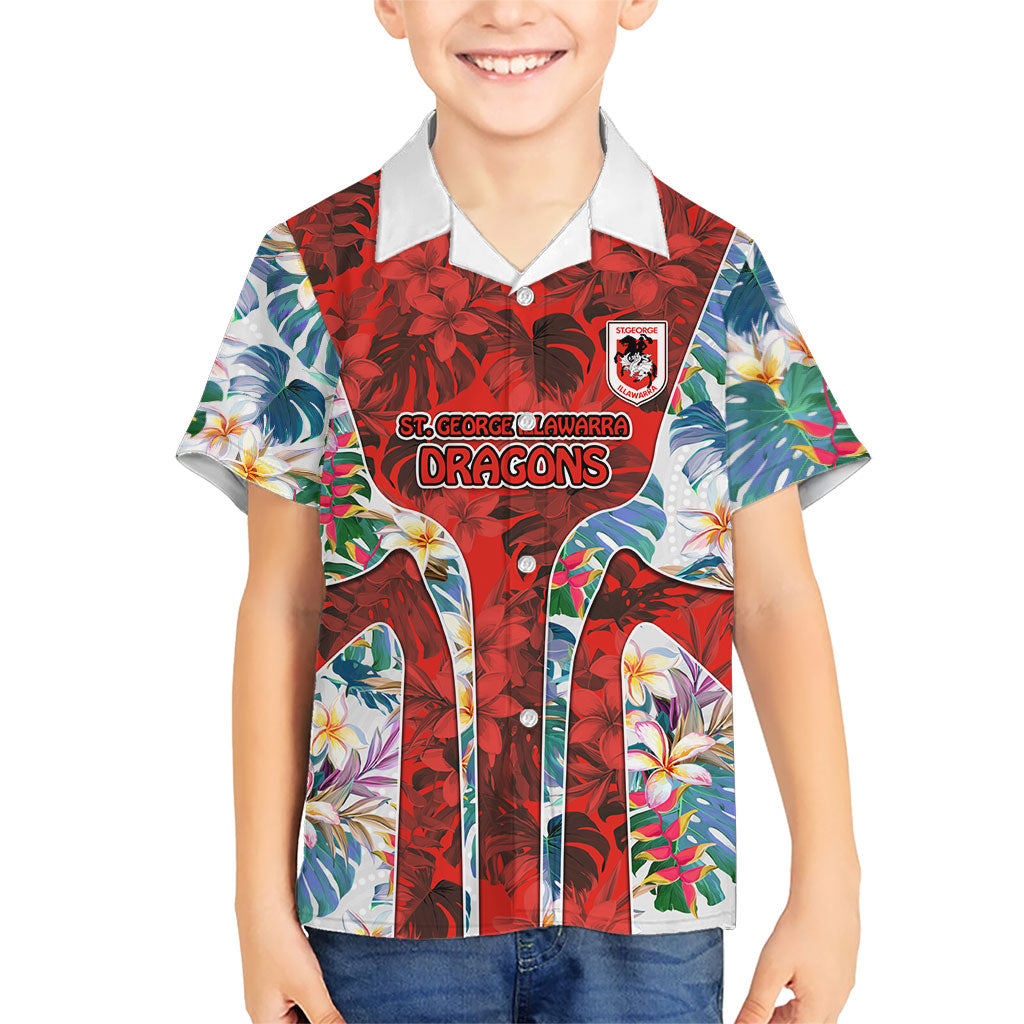 St George Illawarra Dragons Hawaiian Shirt Tropical Hibiscus Floral Pattern With Red And White Accents
