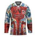 St George Illawarra Dragons Hockey Jersey Tropical Hibiscus Floral Pattern With Red And White Accents