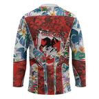 St George Illawarra Dragons Hockey Jersey Tropical Hibiscus Floral Pattern With Red And White Accents