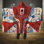 St George Illawarra Dragons Hooded Blanket Tropical Hibiscus Floral Pattern With Red And White Accents