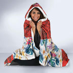 St George Illawarra Dragons Hooded Blanket Tropical Hibiscus Floral Pattern With Red And White Accents