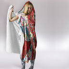St George Illawarra Dragons Hooded Blanket Tropical Hibiscus Floral Pattern With Red And White Accents