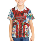 St George Illawarra Dragons Kid Hawaiian Shirt Tropical Hibiscus Floral Pattern With Red And White Accents