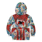 St George Illawarra Dragons Kid Hoodie Tropical Hibiscus Floral Pattern With Red And White Accents