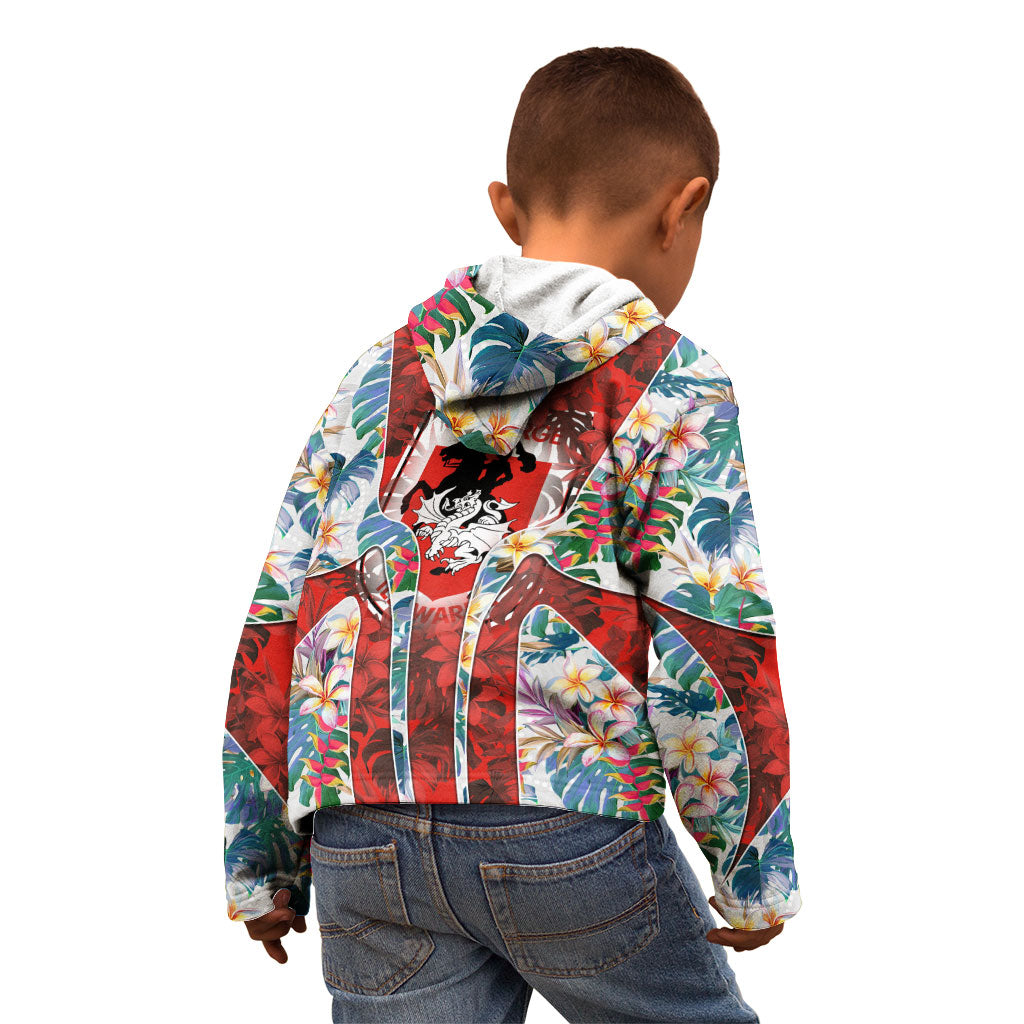 St George Illawarra Dragons Kid Hoodie Tropical Hibiscus Floral Pattern With Red And White Accents