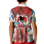 St George Illawarra Dragons Kid Polo Shirt Tropical Hibiscus Floral Pattern With Red And White Accents