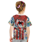 St George Illawarra Dragons Kid T Shirt Tropical Hibiscus Floral Pattern With Red And White Accents