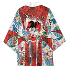 St George Illawarra Dragons Kimono Tropical Hibiscus Floral Pattern With Red And White Accents