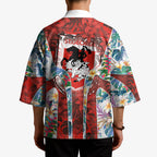 St George Illawarra Dragons Kimono Tropical Hibiscus Floral Pattern With Red And White Accents
