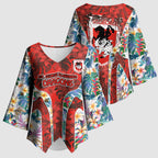 St George Illawarra Dragons Kimono Sleeve Blouse Tropical Hibiscus Floral Pattern With Red And White Accents