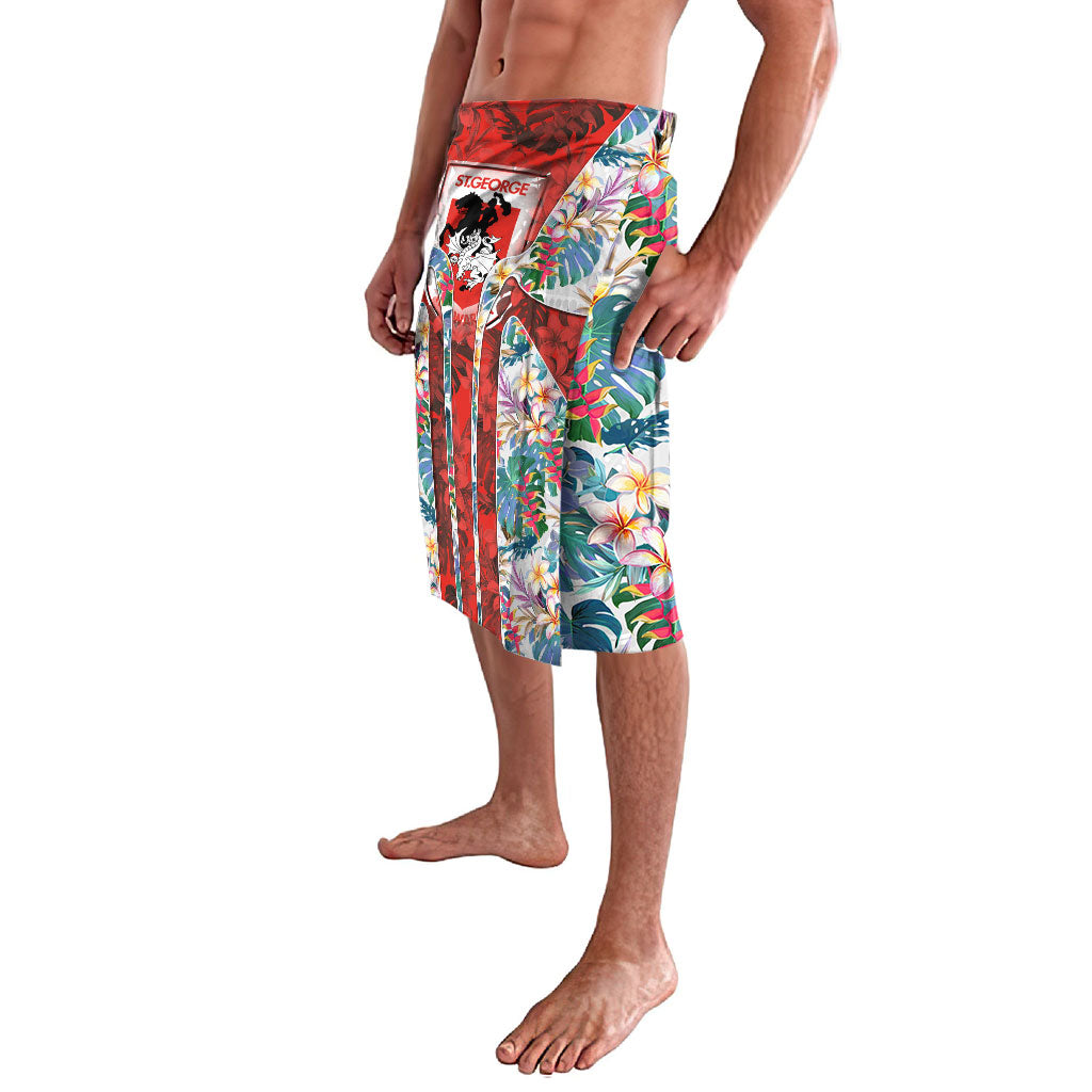 St George Illawarra Dragons Lavalava Tropical Hibiscus Floral Pattern With Red And White Accents