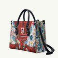 St George Illawarra Dragons Leather Bag Tropical Hibiscus Floral Pattern With Red And White Accents