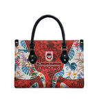 St George Illawarra Dragons Leather Bag Tropical Hibiscus Floral Pattern With Red And White Accents